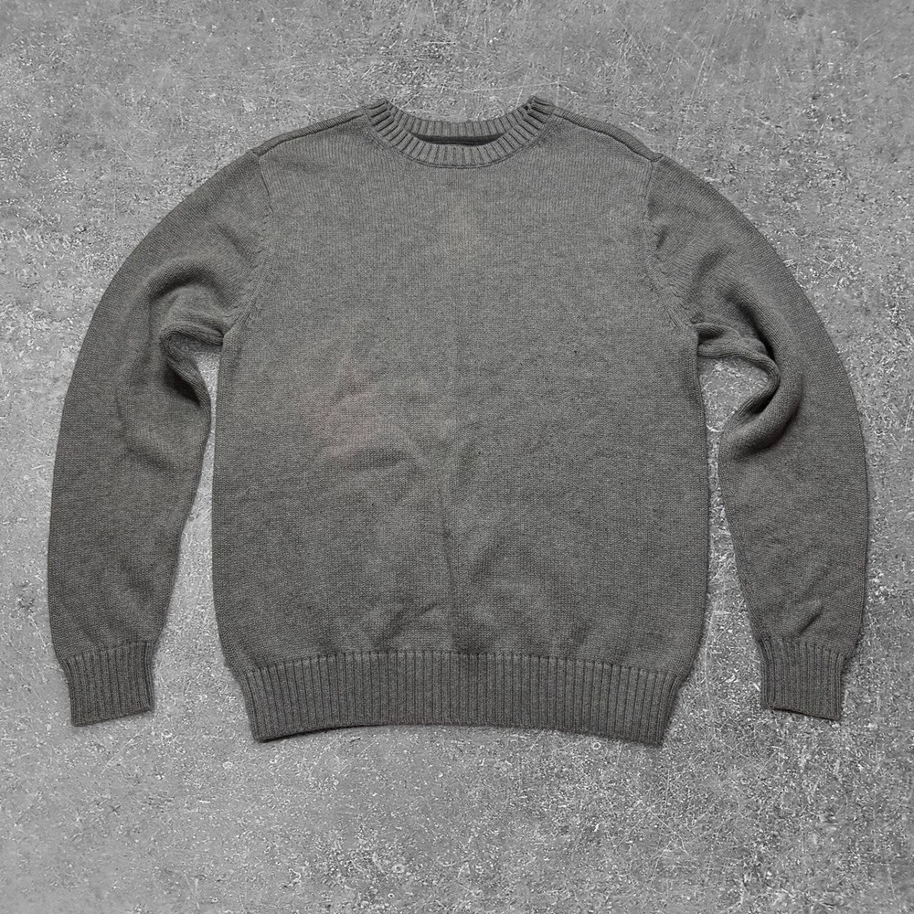 St. Johns Bay Mens Gray 100% Cotton Knit Crewneck Sweater Small